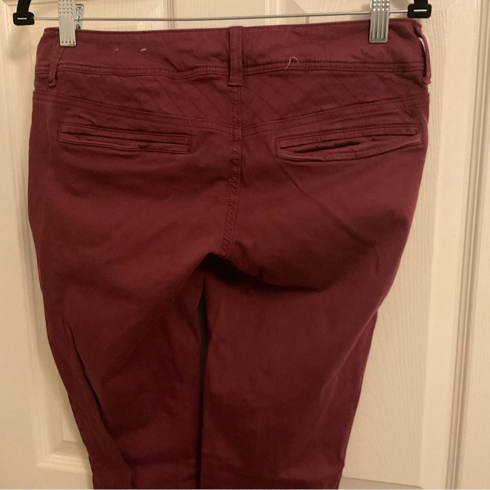 American Eagle Maroon Moto Skinny Pants - Women’s Size 6 - Low Rise Stretch - Picture 9 of 13